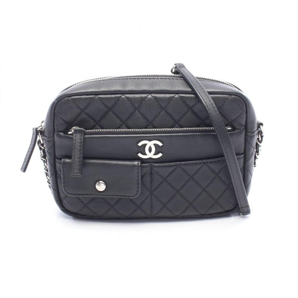 Chanel Matelassé Small Shoulder Bag/Handbag, Leather, Women's, Black (A29857)